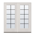 Double Grills Between Glass 10 Light Flush Glazed Fiberglass Entry Door System - Full Lite, White Satin Smooth, Black 7/8" Grilles