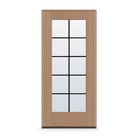 Prehung Grills Between Glass 10 Light Flush Glazed Fiberglass Entry Door System - Full Lite, Tan Woodgrain, Black 7/8" Grilles
