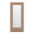 Prehung Grills Between Glass 10 Light Flush Glazed Fiberglass Entry Door System - Full Lite, Tan Woodgrain, White 5/8" Grilles