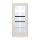 Prehung Grills Between Glass 10 Light Flush Glazed Fiberglass Entry Door System - Full Lite, White Satin Smooth, Black 7/8" Grilles