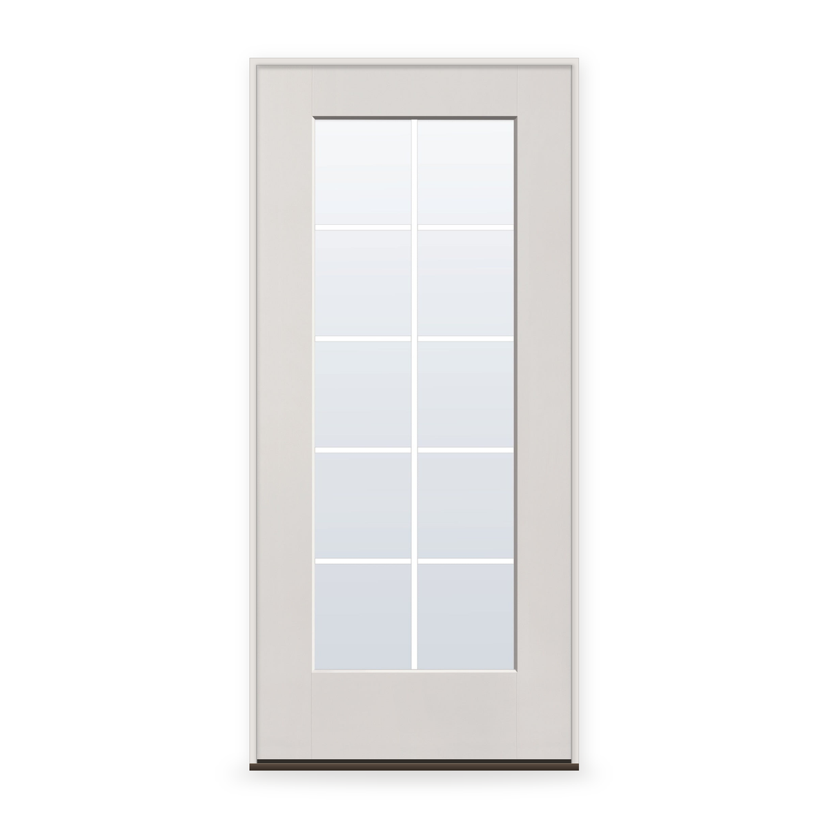 Prehung Grills Between Glass 10 Light Flush Glazed Fiberglass Entry Door System - Full Lite, White Satin Smooth, White 7/8" Grilles