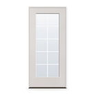 Prehung Grills Between Glass 10 Light Flush Glazed Fiberglass Entry Door System - Full Lite, White Satin Smooth, White 7/8" Grilles