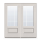 Double Grills Between Glass 12 Light Flush Glazed Fiberglass Entry Door System - 3/4 Lite, White Satin Smooth, White 7/8" Grilles