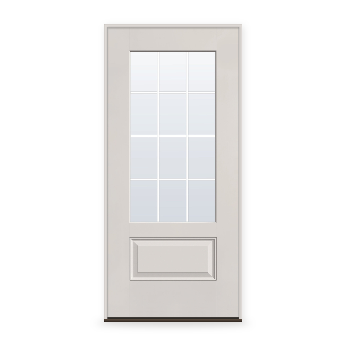 Prehung Grills Between Glass 12 Light Flush Glazed Fiberglass Entry Door System - 3/4 Lite, White Satin Smooth, White 7/8" Grilles