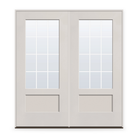 Double Grills Between Glass 12 Light Flush Glazed Fiberglass Entry Door System - 3/4 Lite Shaker, White Satin Smooth, White 5/8" Grilles