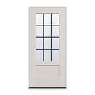 Prehung Grills Between Glass 12 Light Flush Glazed Fiberglass Entry Door System - 3/4 Lite Shaker, White Satin Smooth, Black 7/8" Grilles