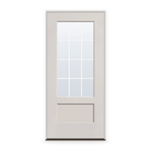 Prehung Grills Between Glass 12 Light Flush Glazed Fiberglass Entry Door System - 3/4 Lite Shaker, White Satin Smooth, White 5/8" Grilles