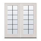 Double Grills Between Glass 12 Light Flush Glazed Fiberglass Entry Door System - Full Lite, White Satin Smooth, Black 5/8" Grilles