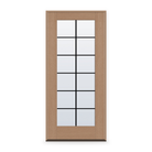 Prehung Grills Between Glass 12 Light Flush Glazed Fiberglass Entry Door System - Full Lite, Tan Woodgrain, Black 5/8" Grilles