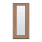 Prehung Grills Between Glass 12 Light Flush Glazed Fiberglass Entry Door System - Full Lite, Tan Woodgrain, White 7/8" Grilles