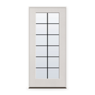 Prehung Grills Between Glass 12 Light Flush Glazed Fiberglass Entry Door System - Full Lite, White Satin Smooth, Black 5/8" Grilles