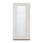 Prehung Grills Between Glass 12 Light Flush Glazed Fiberglass Entry Door System - Full Lite, White Satin Smooth, White 7/8" Grilles