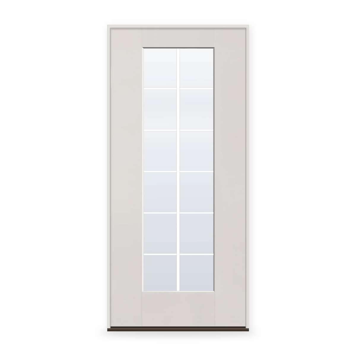 Prehung Grills Between Glass 12 Light Flush Glazed Fiberglass Entry Door System - Full Lite, White Satin Smooth, White 7/8" Grilles