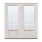Double Grills Between Glass 15 Light Flush Glazed Fiberglass Entry Door System - 3/4 Lite, White Satin Smooth, White 7/8" Grilles