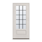 Prehung Grills Between Glass 15 Light Flush Glazed Fiberglass Entry Door System - 3/4 Lite, White Satin Smooth, Black 7/8" Grilles