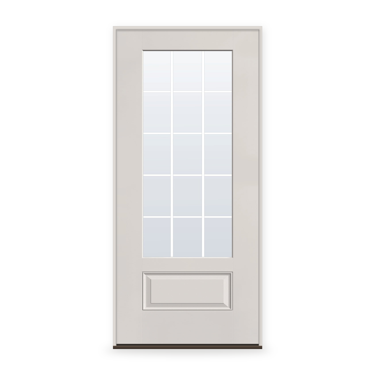 Prehung Grills Between Glass 15 Light Flush Glazed Fiberglass Entry Door System - 3/4 Lite, White Satin Smooth, White 5/8" Grilles