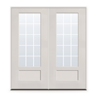 Double Grills Between Glass 15 Light Flush Glazed Fiberglass Entry Door System - 3/4 Lite Shaker, White Satin Smooth, White 5/8" Grilles