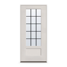 Prehung Grills Between Glass 15 Light Flush Glazed Fiberglass Entry Door System - 3/4 Lite Shaker, White Satin Smooth, Black 5/8" Grilles