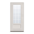 Prehung Grills Between Glass 15 Light Flush Glazed Fiberglass Entry Door System - 3/4 Lite Shaker, White Satin Smooth, White 5/8" Grilles