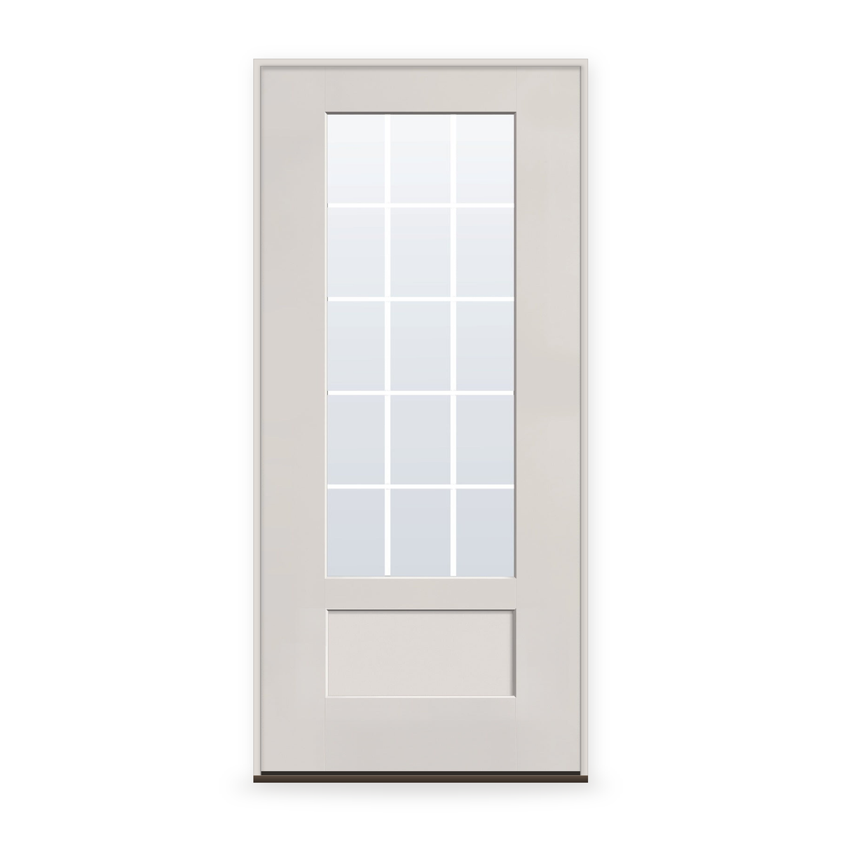 Prehung Grills Between Glass 15 Light Flush Glazed Fiberglass Entry Door System - 3/4 Lite Shaker, White Satin Smooth, White 5/8" Grilles