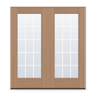 Double Grills Between Glass 15 Light Flush Glazed Fiberglass Entry Door System - Full Lite, Tan Woodgrain