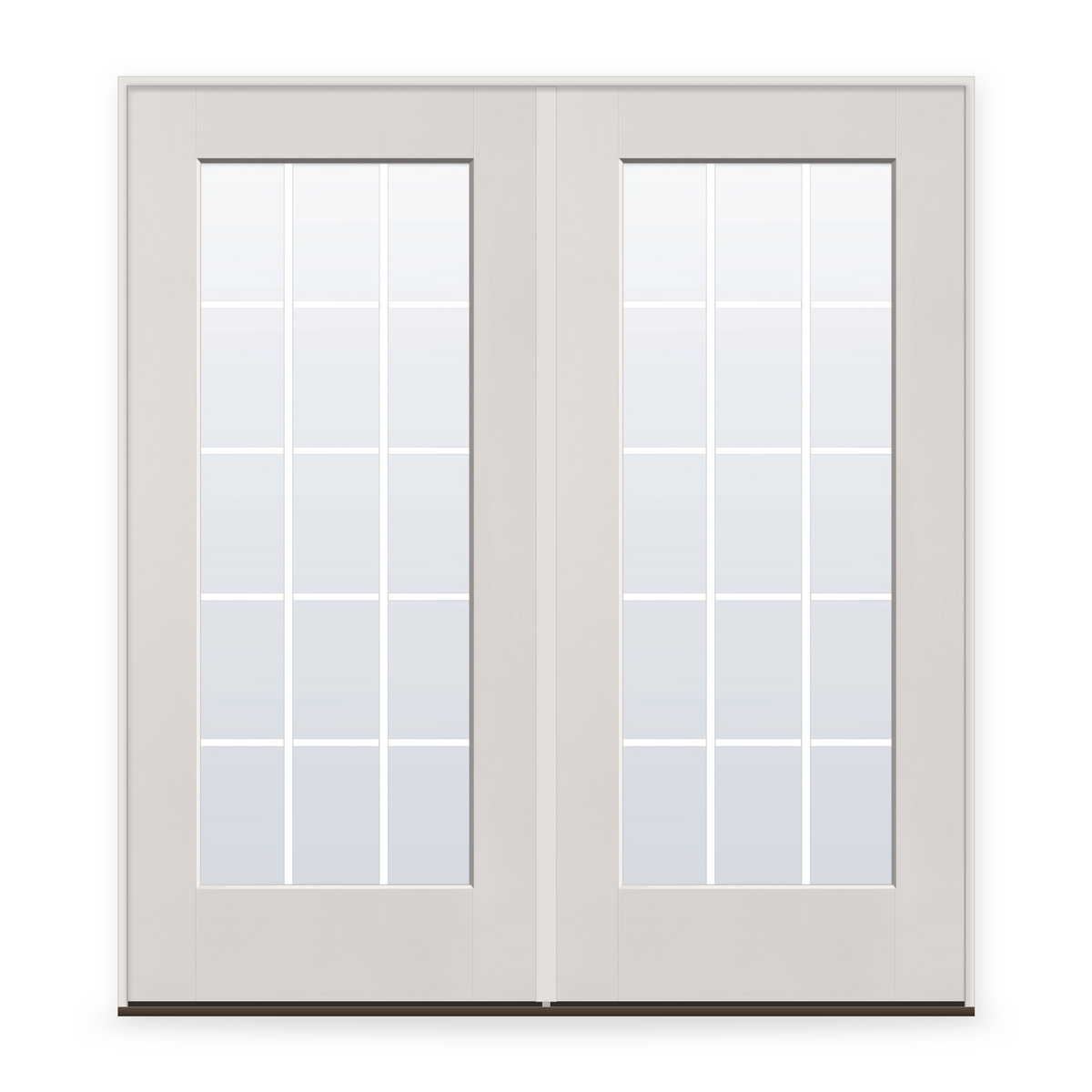 Double Grills Between Glass 15 Light Flush Glazed Fiberglass Entry Door System - Full Lite, White Satin Smooth, White 7/8" Grilles
