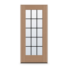 Prehung Grills Between Glass 15 Light Flush Glazed Fiberglass Entry Door System - Full Lite, Tan Woodgrain, Black 5/8" Grilles