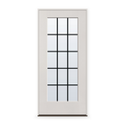Prehung Grills Between Glass 15 Light Flush Glazed Fiberglass Entry Door System - Full Lite, White Satin Smooth, Black 5/8" Grilles