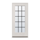 Prehung Grills Between Glass 15 Light Flush Glazed Fiberglass Entry Door System - Full Lite, White Satin Smooth, Black 7/8" Grilles