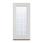 Prehung Grills Between Glass 15 Light Flush Glazed Fiberglass Entry Door System - Full Lite, White Satin Smooth, White 5/8" Grilles