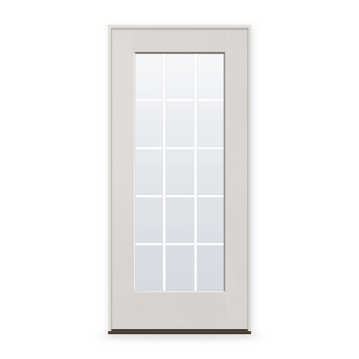 Prehung Grills Between Glass 15 Light Flush Glazed Fiberglass Entry Door System - Full Lite, White Satin Smooth, White 7/8" Grilles