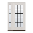 Grills Between Glass 15 Light Flush Glazed Fiberglass Entry Door System with Sidelite - Full Lite, White Satin Smooth, Black 7/8" Grilles