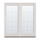 Double Grills Between Glass 18 Light Flush Glazed Fiberglass Entry Door System - Full Lite, White Satin Smooth, White 5/8" Grilles