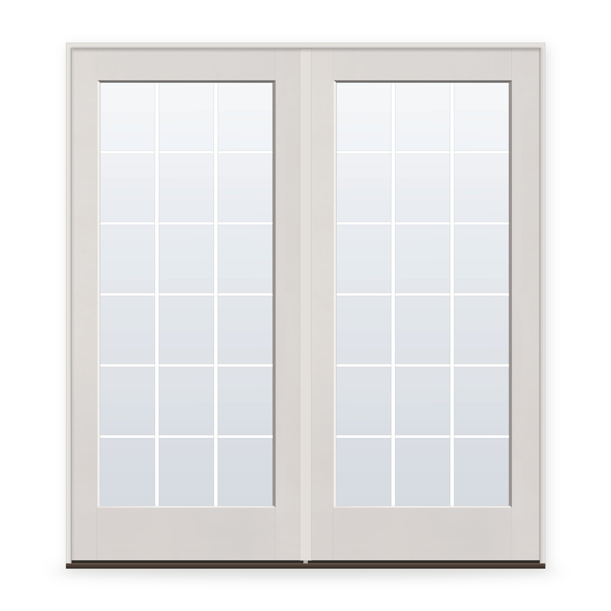 Double Grills Between Glass 18 Light Flush Glazed Fiberglass Entry Door System - Full Lite, White Satin Smooth, White 5/8" Grilles