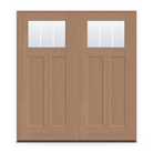Double Grills Between Glass 3 Light Flush Glazed Fiberglass Entry Door System - Craftsman 2 Panel, Tan Woodgrain, White 5/8" Grilles