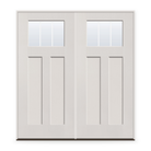 Double Grills Between Glass 3 Light Flush Glazed Fiberglass Entry Door System - Craftsman 2 Panel, White Satin Smooth, White 7/8" Grilles