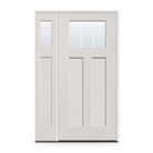 Grills Between Glass 3 Light Flush Glazed Fiberglass Entry Door System with Sidelite - Craftsman 2 Panel, White Satin Smooth, White 5/8" Grilles