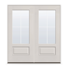 Double Grills Between Glass 4 Light Flush Glazed Fiberglass Entry Door System - 3/4 Lite, White Satin Smooth, White 5/8" Grilles