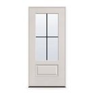 Prehung Grills Between Glass 4 Light Flush Glazed Fiberglass Entry Door System - 3/4 Lite, White Satin Smooth, Black 7/8" Grilles