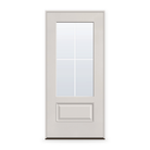 Prehung Grills Between Glass 4 Light Flush Glazed Fiberglass Entry Door System - 3/4 Lite, White Satin Smooth, White 5/8" Grilles