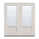Double Grills Between Glass 4 Light Flush Glazed Fiberglass Entry Door System - 3/4 Lite Shaker, White Satin Smooth, White 7/8" Grilles
