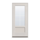 Prehung Grills Between Glass 4 Light Flush Glazed Fiberglass Entry Door System - 3/4 Lite Shaker, White Satin Smooth, White 5/8" Grilles