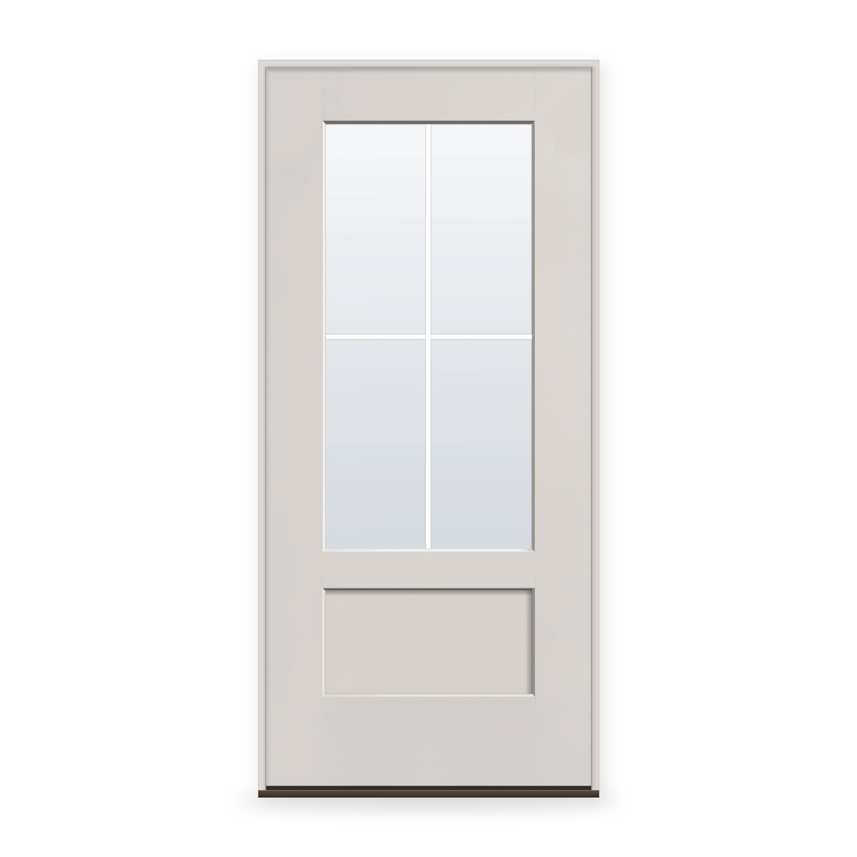 Prehung Grills Between Glass 4 Light Flush Glazed Fiberglass Entry Door System - 3/4 Lite Shaker, White Satin Smooth, White 7/8" Grilles