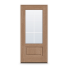 Prehung Grills Between Glass 6 Light Flush Glazed Fiberglass Entry Door System - 3/4 Lite, Tan Woodgrain