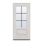 Prehung Grills Between Glass 6 Light Flush Glazed Fiberglass Entry Door System - 3/4 Lite, White Satin Smooth