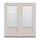 Double Grills Between Glass 6 Light Flush Glazed Fiberglass Entry Door System - 3/4 Lite Shaker, White Satin Smooth, White 7/8" Grilles