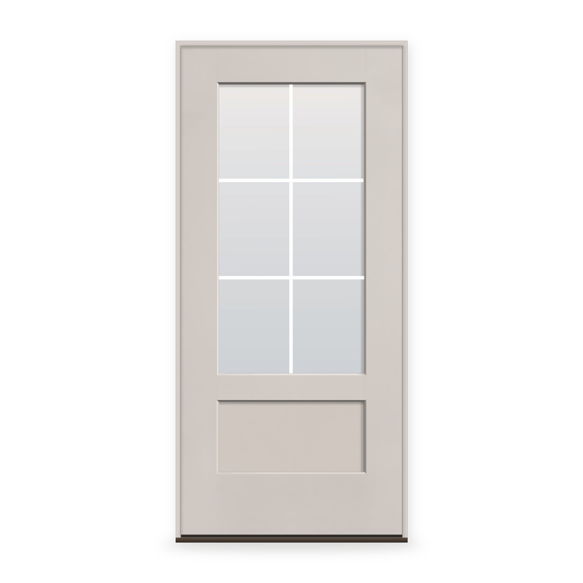 Prehung Grills Between Glass 6 Light Flush Glazed Fiberglass Entry Door System - 3/4 Lite Shaker, White Satin Smooth, White 5/8" Grilles