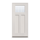 Prehung Grills Between Glass 6 Light Flush Glazed Fiberglass Entry Door System - Craftsman 2 Panel, White Satin Smooth, White 5/8" Grilles