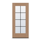 Prehung Grills Between Glass 8 Light Flush Glazed Fiberglass Entry Door System - Full Lite, Tan Woodgrain, Black 7/8" Grilles