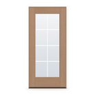 Prehung Grills Between Glass 8 Light Flush Glazed Fiberglass Entry Door System - Full Lite, Tan Woodgrain, White 7/8" Grilles